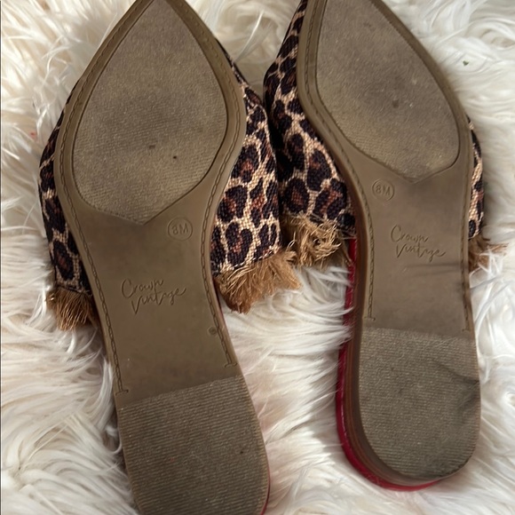 Crown Vintage Leopard Print Mules with Fringe and Embellishments - Picture 2 of 5